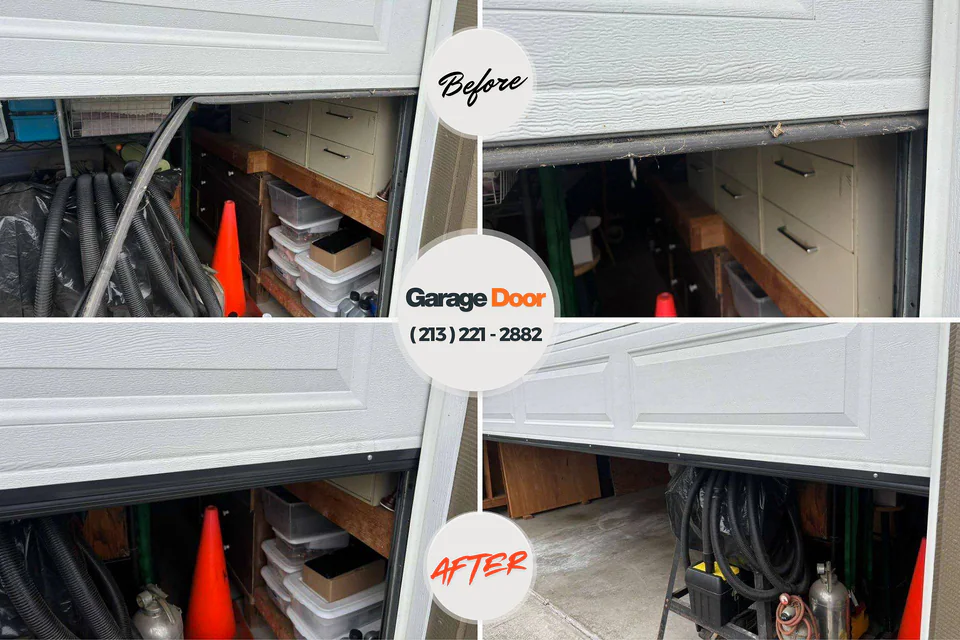 Before and after: garage door repair Sands Point, NY